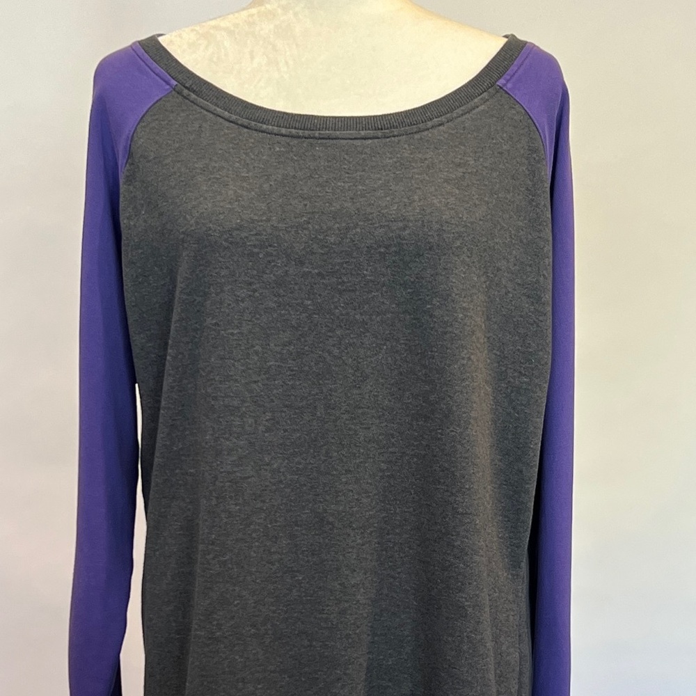WLSS050 Women’s Adidas Gray and Purple Tunic Sweatshirt with Boatneck Neckline